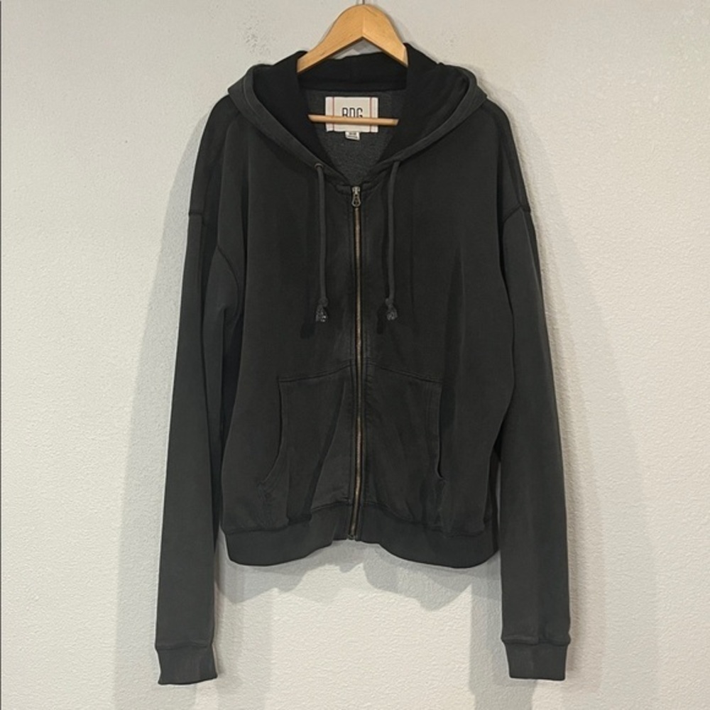 Urban Outfitters BDG zip front hoodie hooded jacket washed charcoal gray M